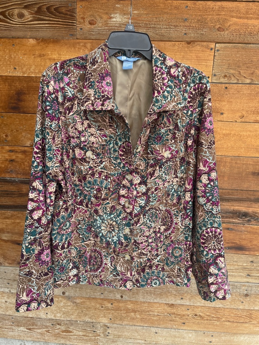 Koret Brown, Teal & Plum Floral Jacket